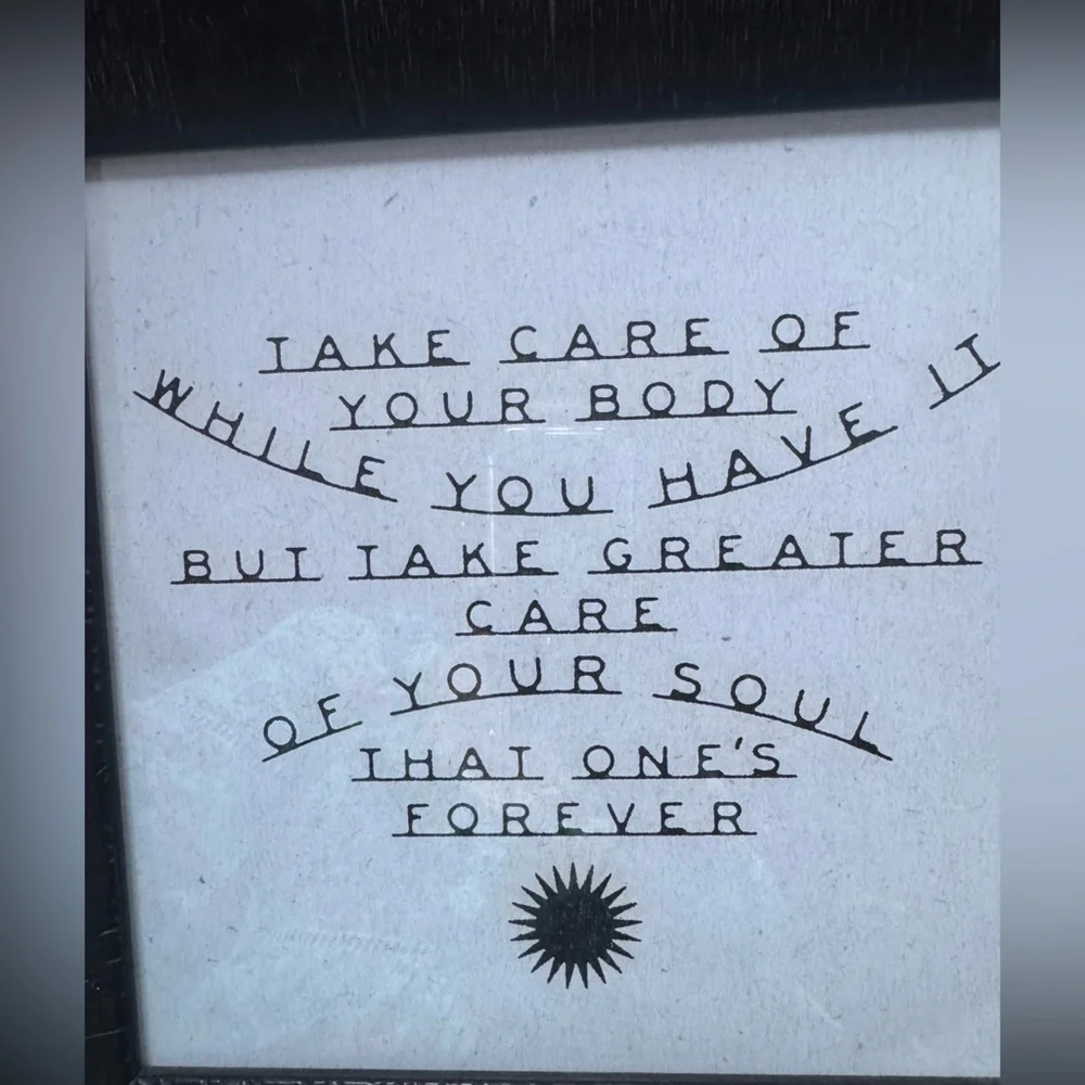 Black Framed “Take Care of Your Body and Soul” Inspirational  Wall Art